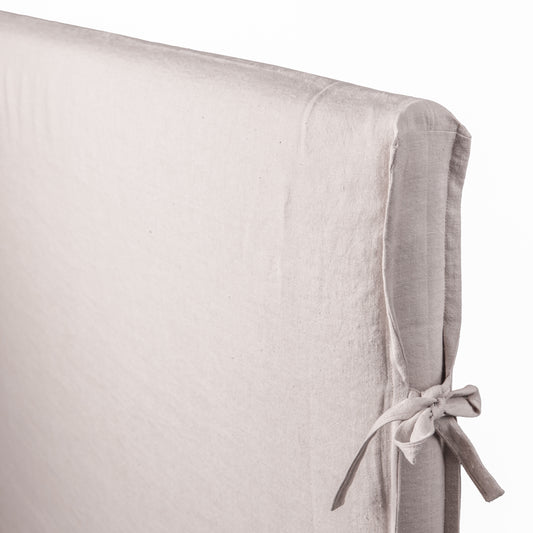 Respaldo de Cama - Modelo Funda con Amarras - Lino Isabel Beige