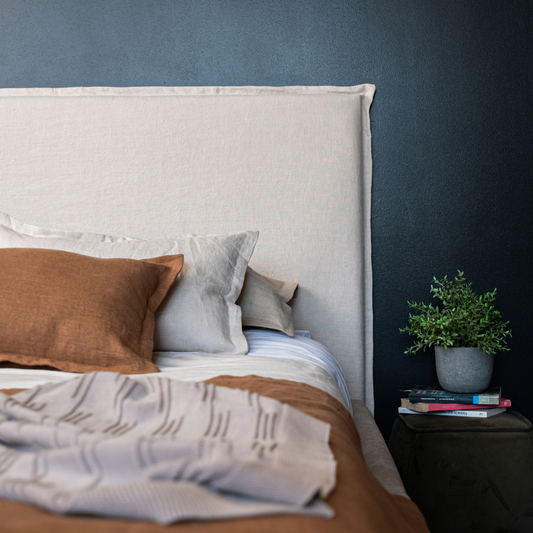 Respaldo de Cama con Funda Modelo - Pestaña -  Lino Isabel Natural