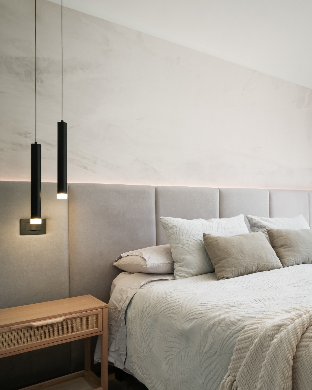Respaldo de muro a muro -Modular - Tela Velvet Gris Perla