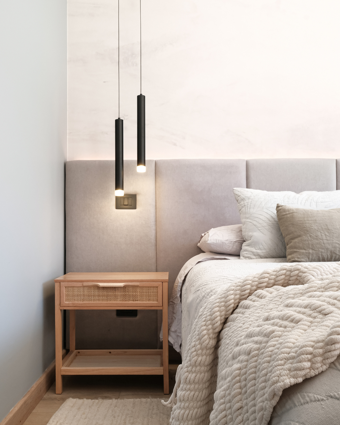 Respaldo de muro a muro -Modular - Tela Velvet Gris Perla