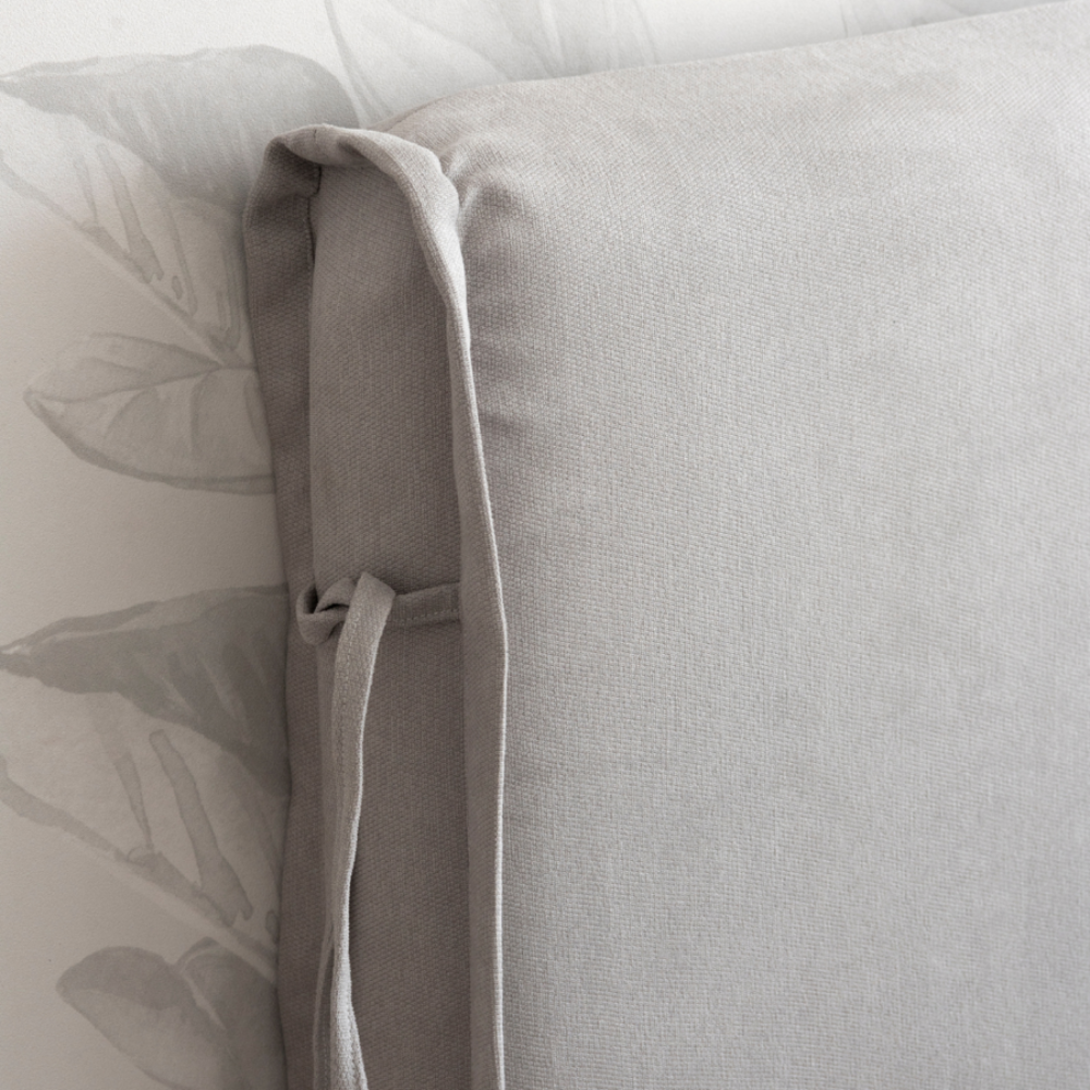 Respaldo de cama con funda - Modelo amarras - Calafate gris claro