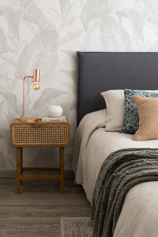 Respaldo de Cama con Funda Modelo - Pestaña -  Lino Florencia Gris