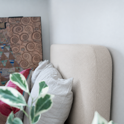 Respaldo de Cama - Modelo Curvo - Tela Velvet Beige