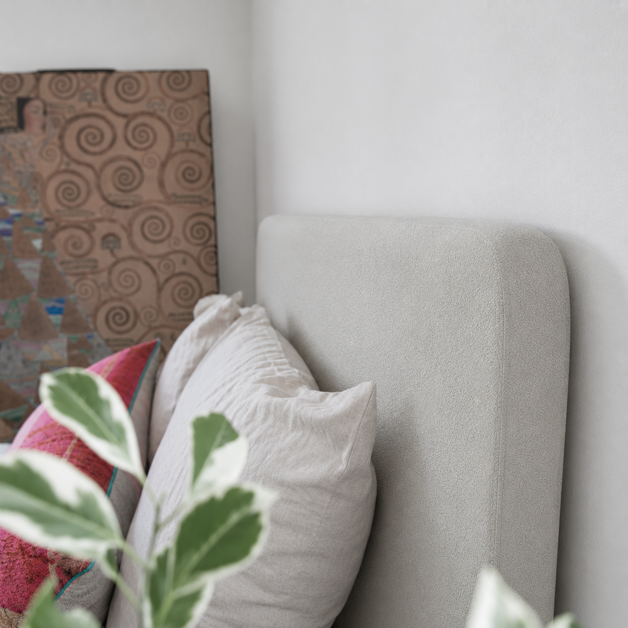 Respaldo de Cama - Modelo Curvo - Tela Velvet Gris Perla