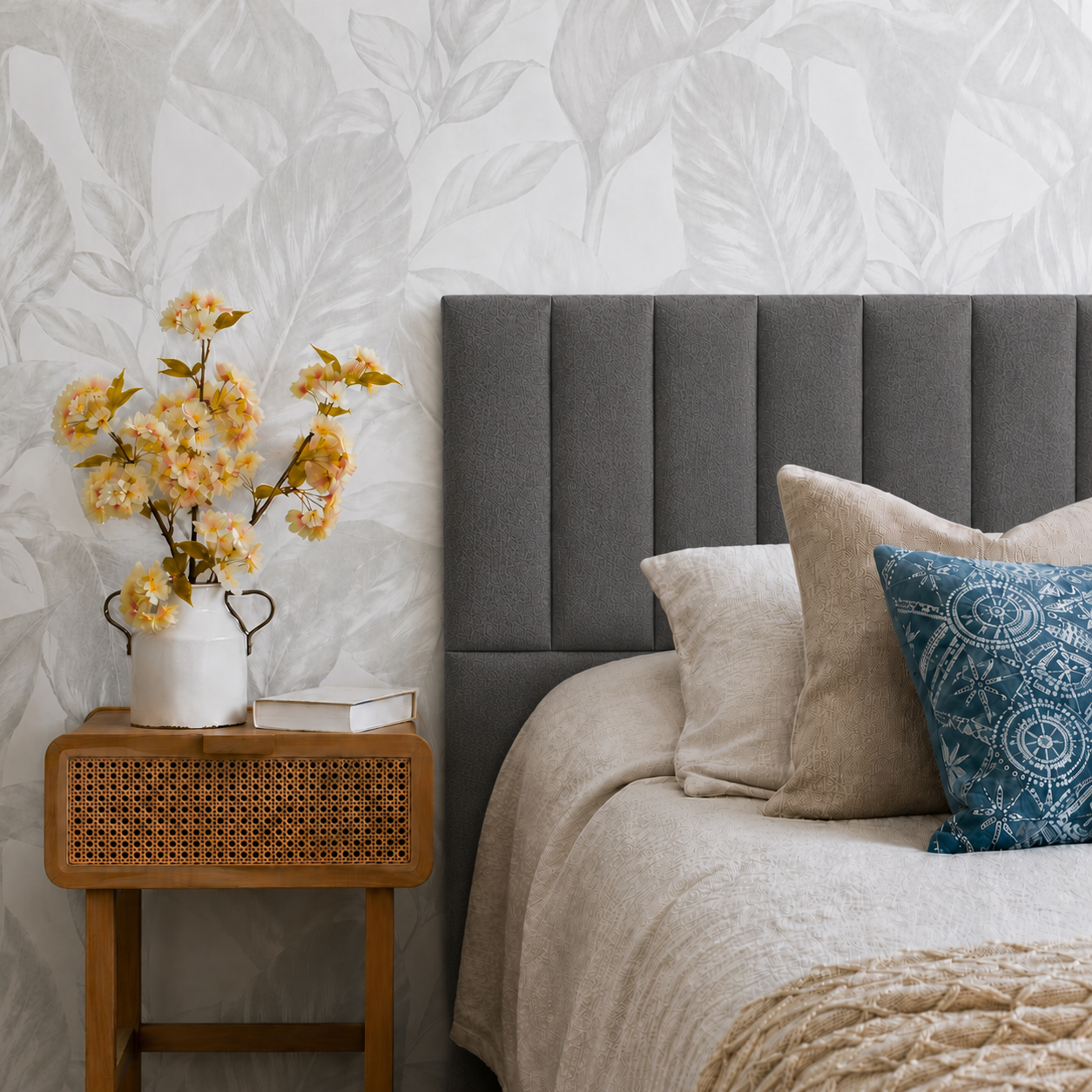 Respaldo de Cama - Modelo Tubular - Velvet Gris