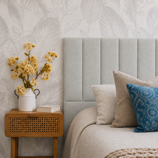 Respaldo de Cama - Modelo Tubular - Velvet  Gris Perla
