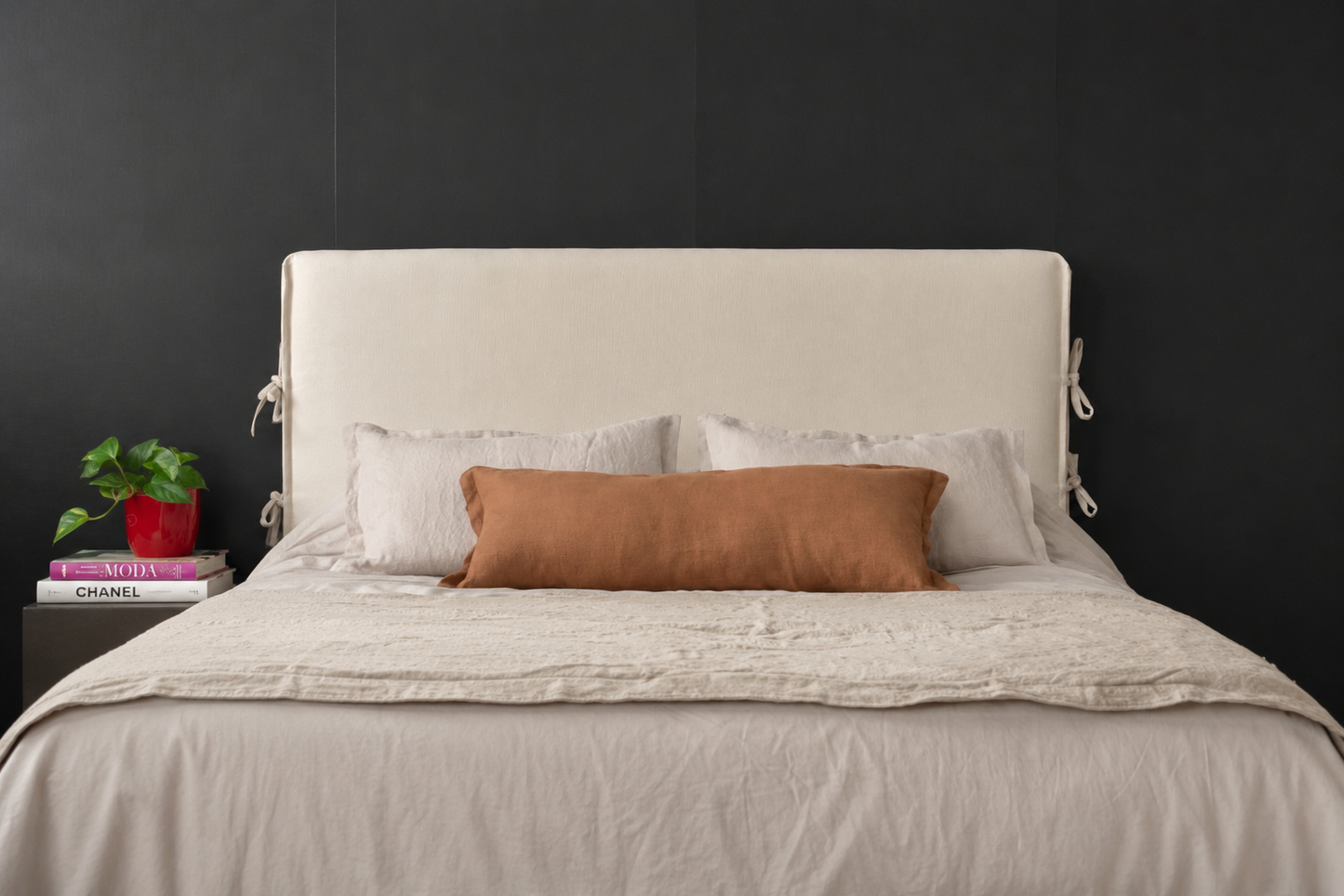 Respaldo de cama con funda - Modelo amarras - Tucuman crudo