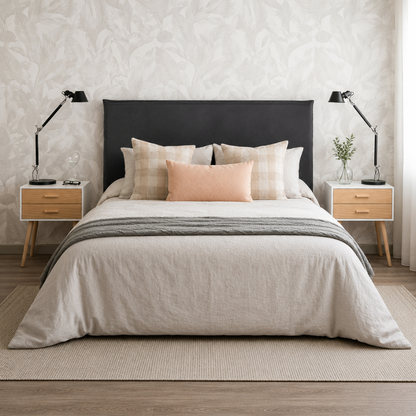 Respaldo de Cama con Funda Pestaña - Bahía Gris Oscuro