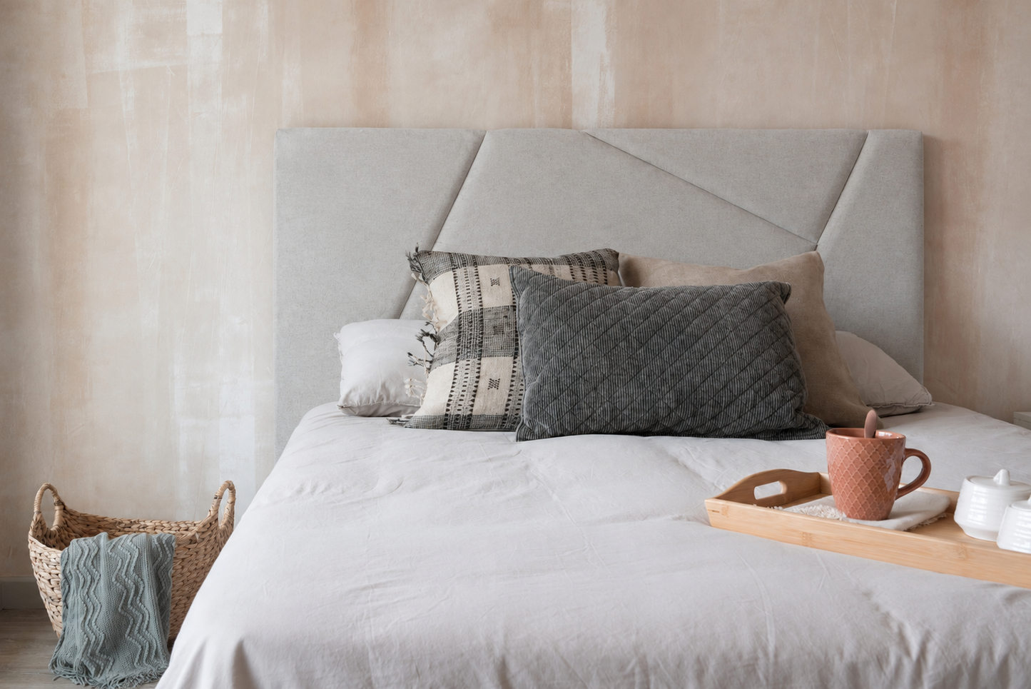 Respaldo de Cama - Modelo Zenit - Velvet Gris Perla