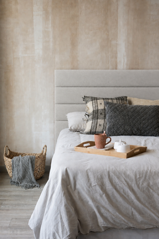 Respaldo de Cama - Modelo Rollos - Velvet Gris Perla