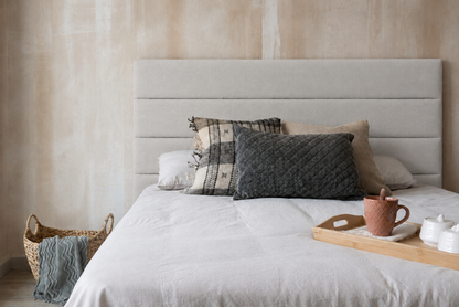 Respaldo de Cama - Modelo Rollos - Velvet Gris Perla